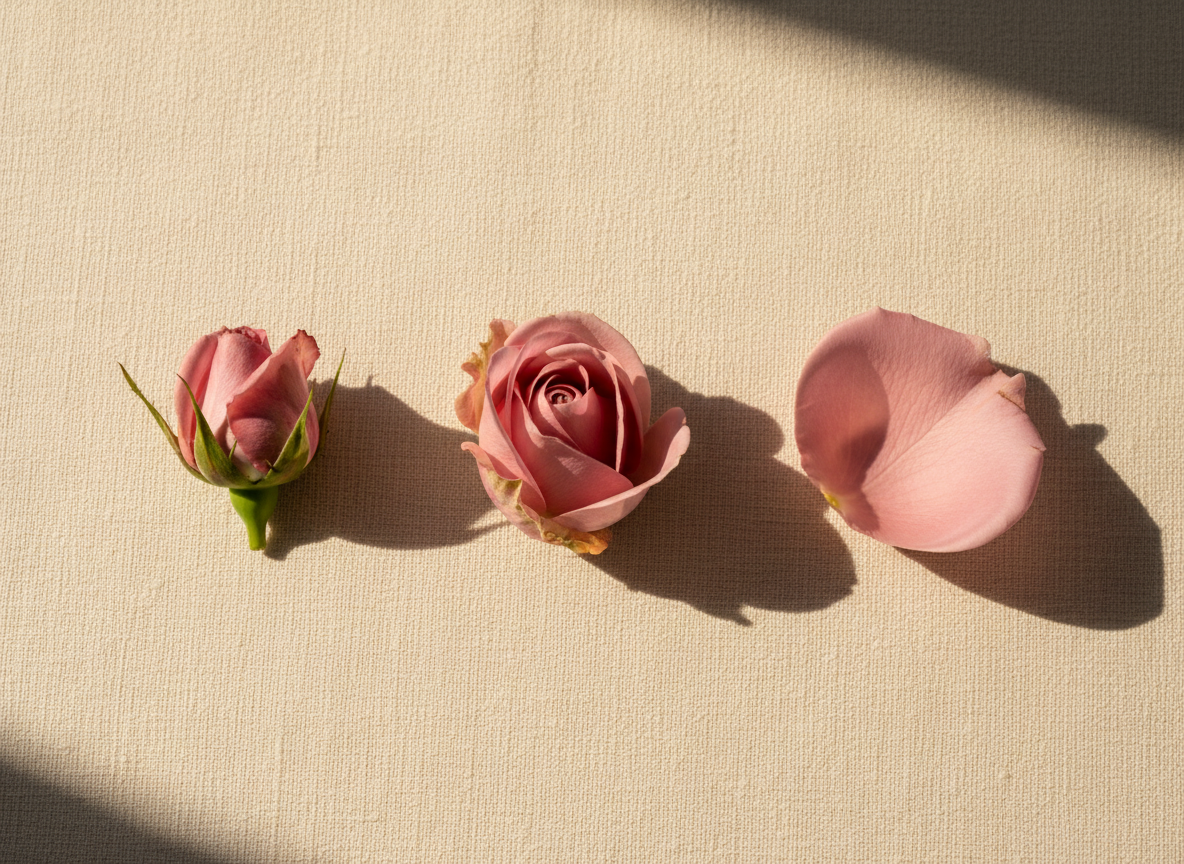 Results-driven facial Singapore — rose petals at different stages of opening at Roses & More Skin Alchemy