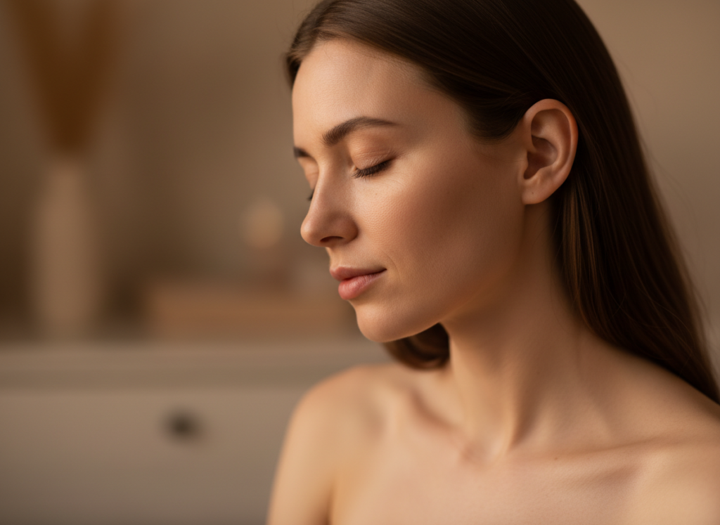 Sensitive skin treatment Singapore — a woman at rest at Roses & More Skin Alchemy