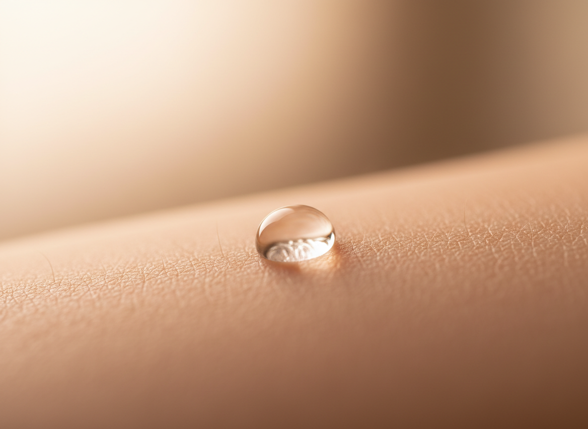 Sensitive skin treatment Singapore — a water droplet on skin at Roses & More Skin Alchemy