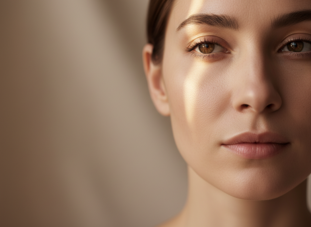 Close-up of bare skin in soft natural light — a skin read at Roses & More Skin Alchemy