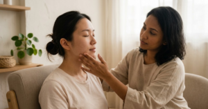 Cold plasma eczema Singapore support at Roses & More Skin Alchemy showing calm barrier focused skin therapy
