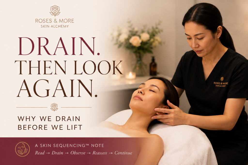 Drain Then Look Again — facial de-puffing Singapore and Skin Sequencing at Roses & More Skin Alchemy